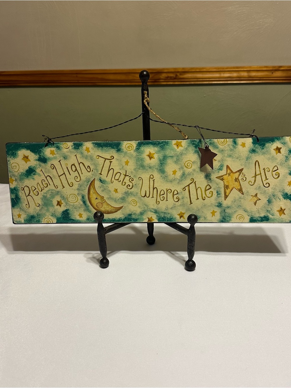 Teal and Gold Inspirational Moon & Stars Wall Plaque/sign
